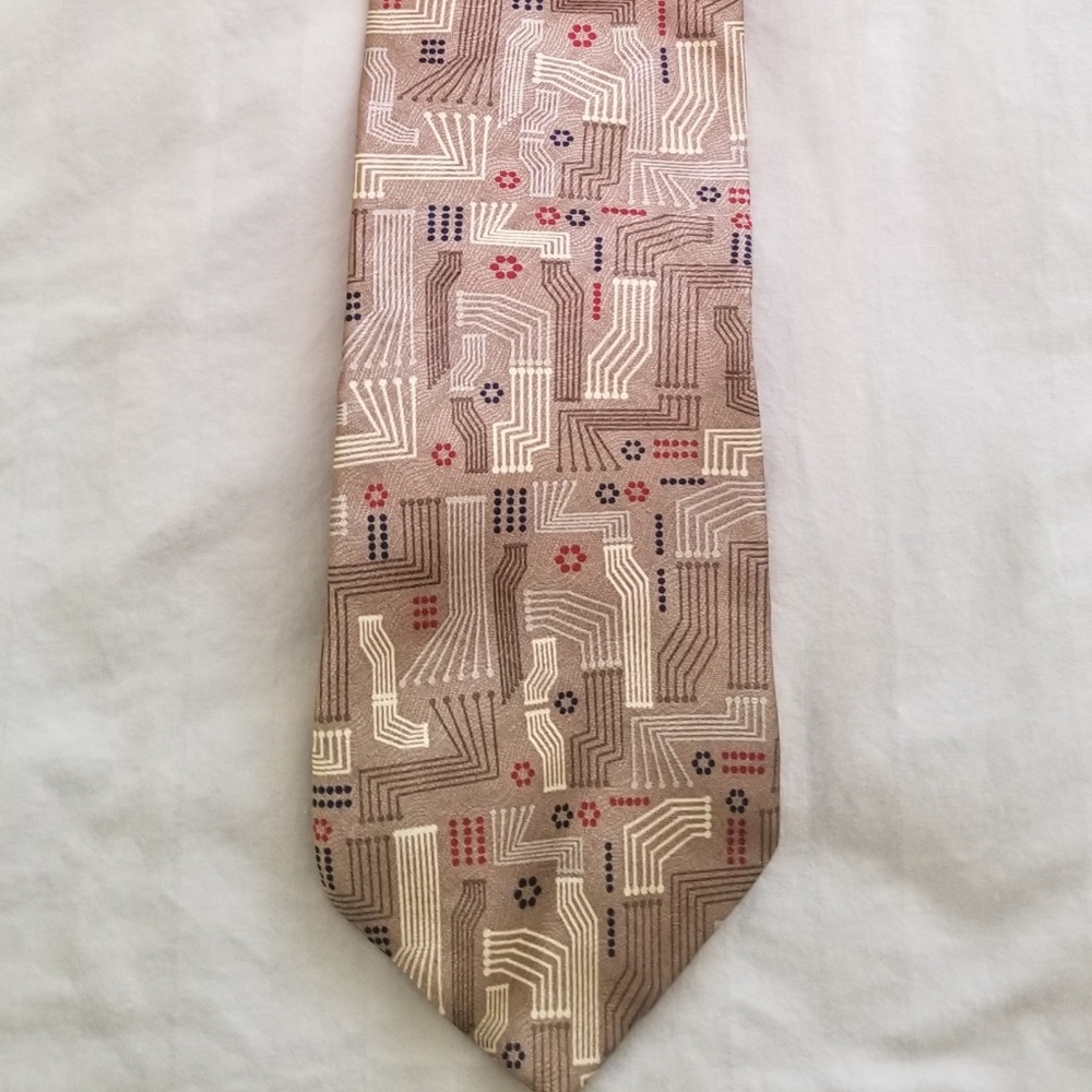Two Men's Ties Computer Chip and Gray Pattern
